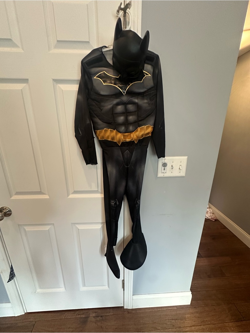 DC Black and Gold Batman Muscle Jumpsuit Costume with Mask